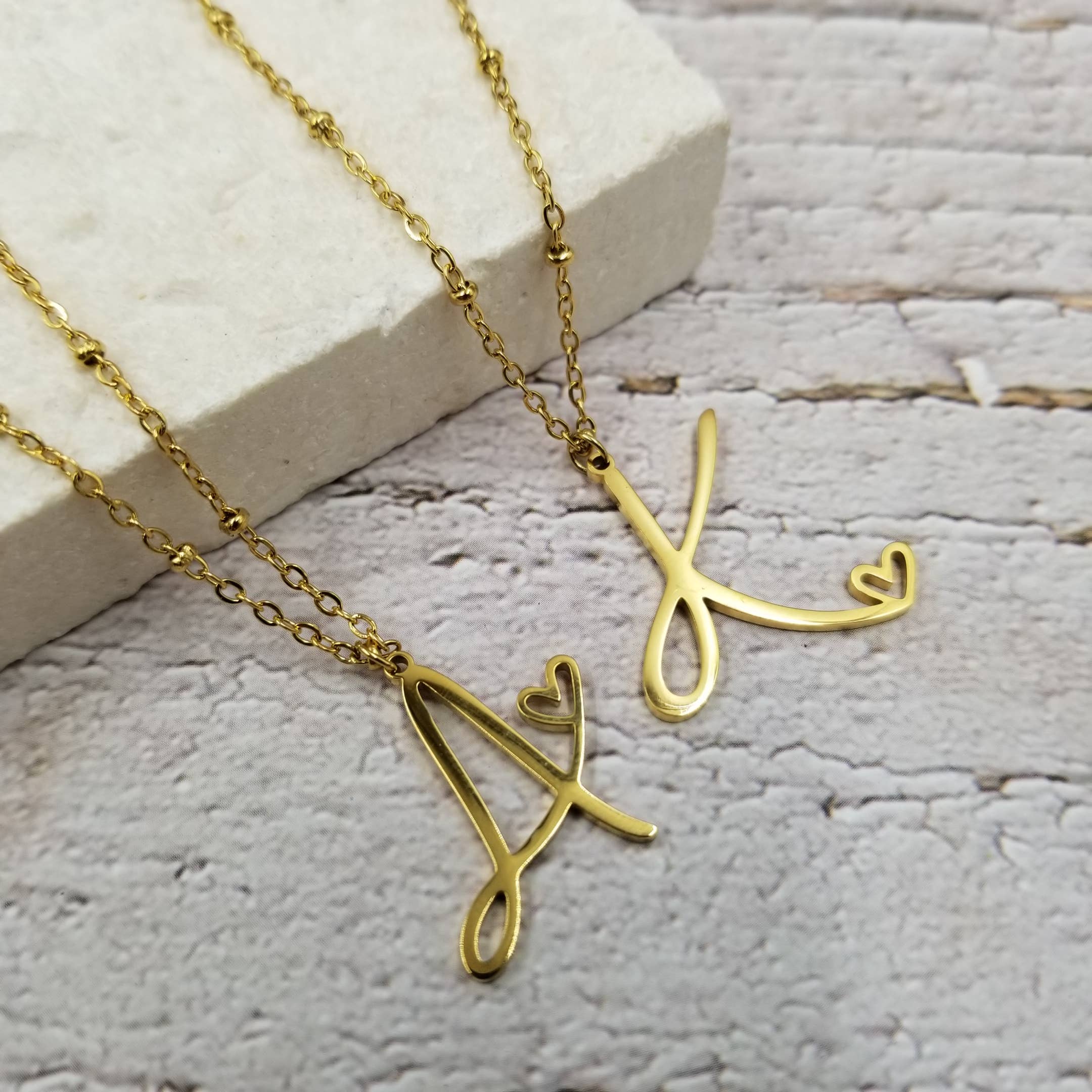 Minimalist Initial Heart Necklace