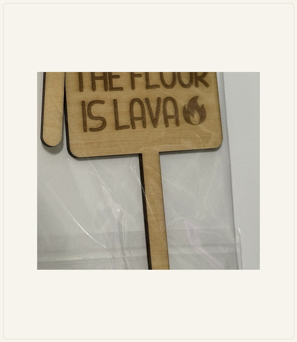 Authentic engraved wood Christmas Helper Prop: The Floor Is Lava — Christmas Helper Game Sign