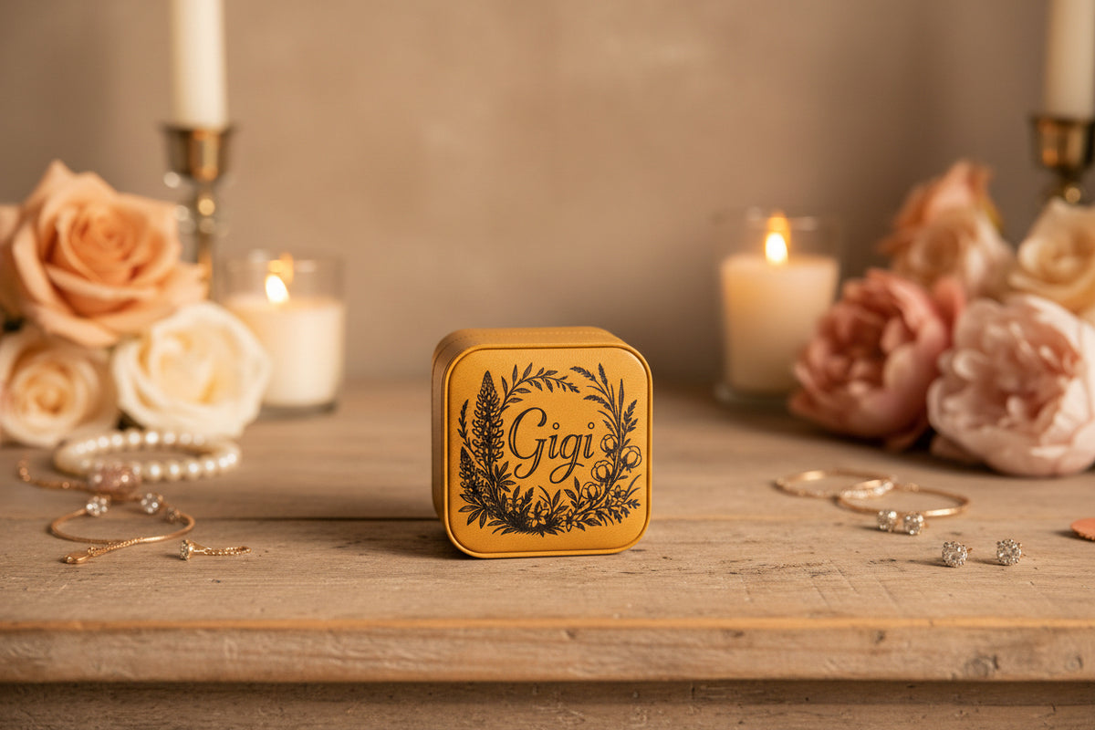 Gigi floral engraved jewelry box grandmother gift