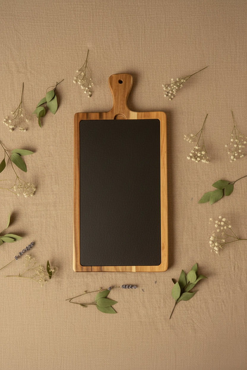 As for Me & My House Engraved Acacia Slate Serving Board – close product detail