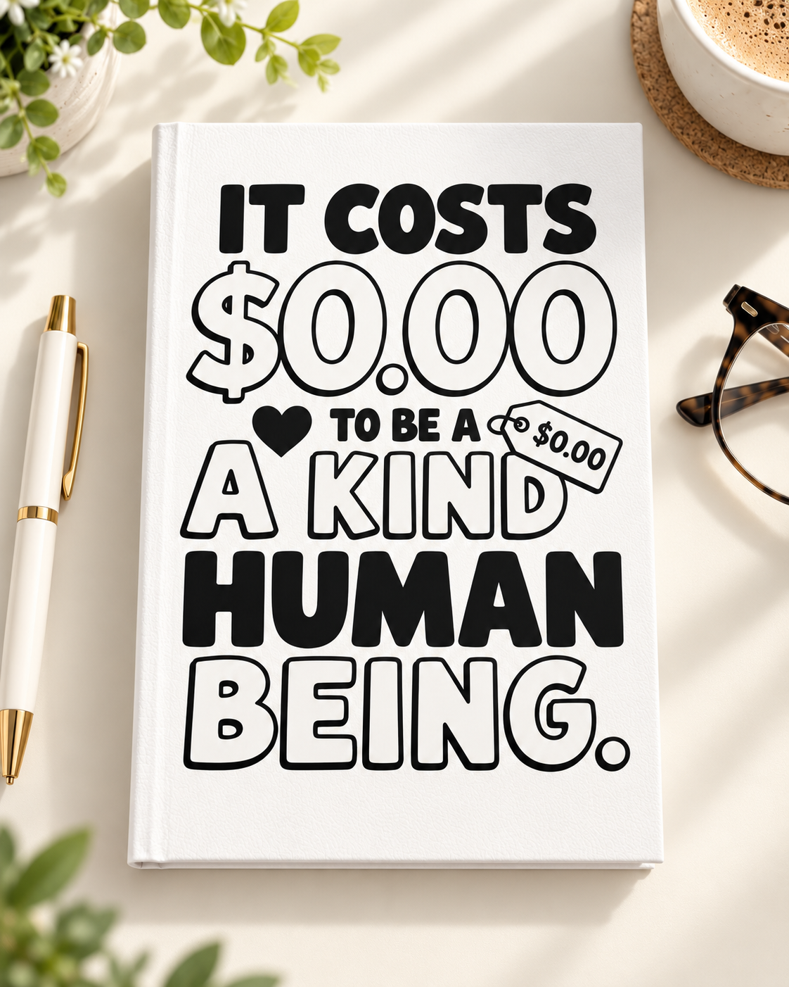 It Costs $0.00 to Be a Kind Human Engraved Journal — product view 1