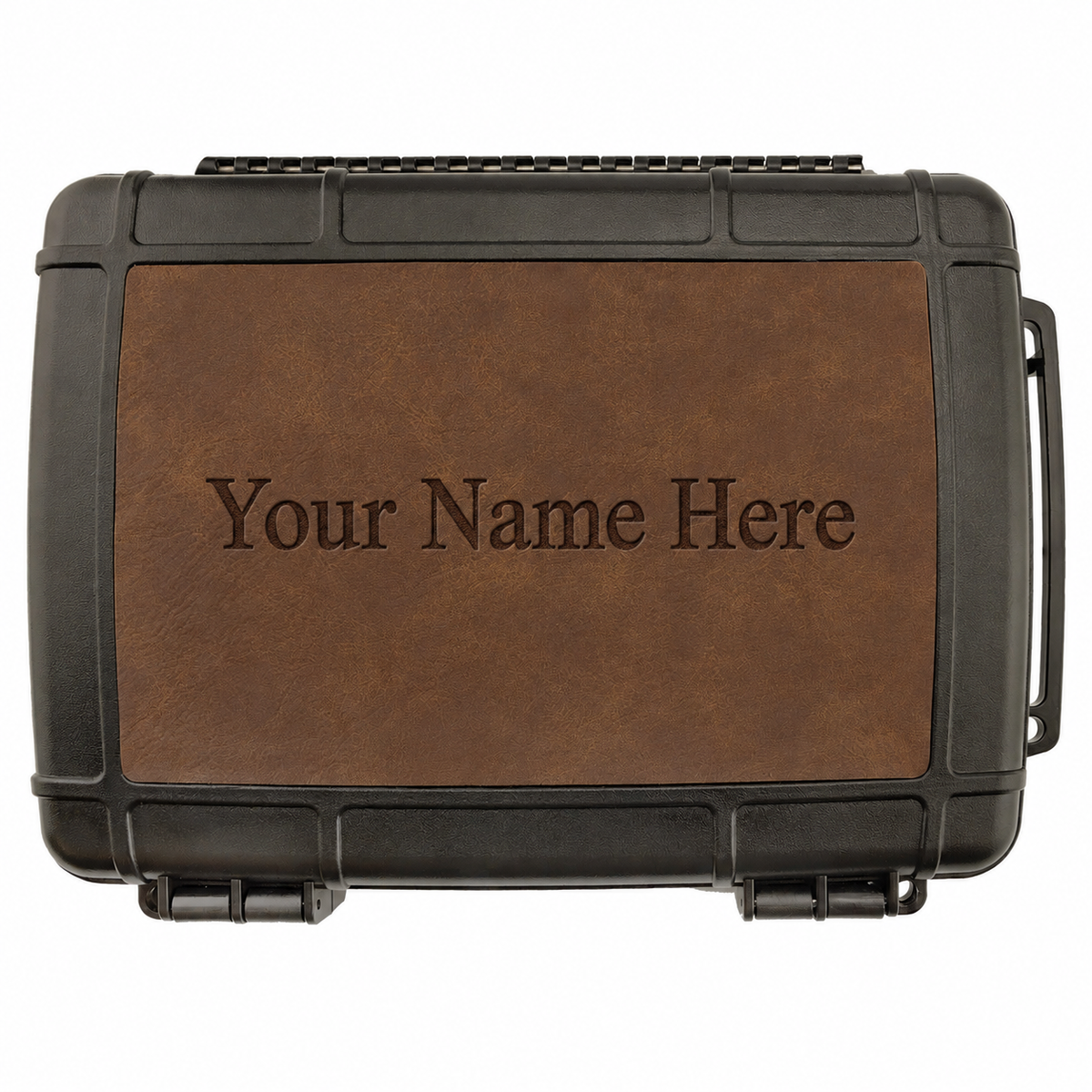Personalized hard case leather panel engraved Your Name Here