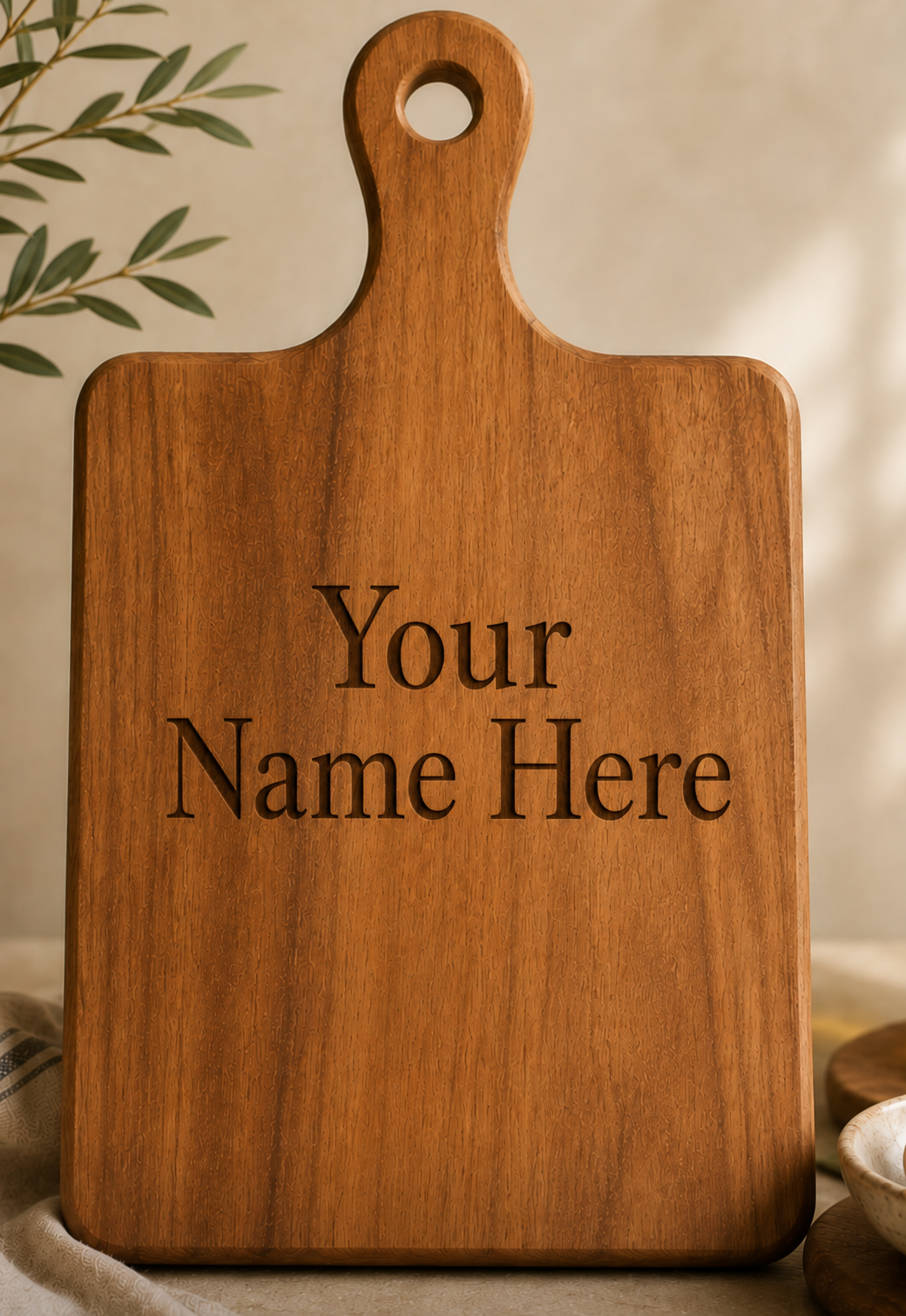 Personalized paddle cutting board engraved Your Name Here