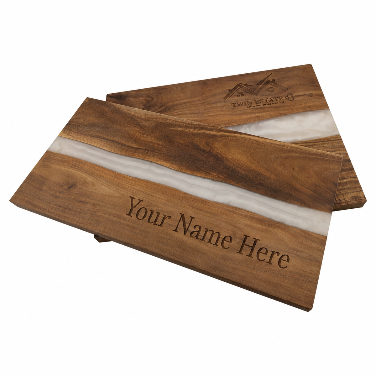 Personalized resin river serving board engraved Your Name Here