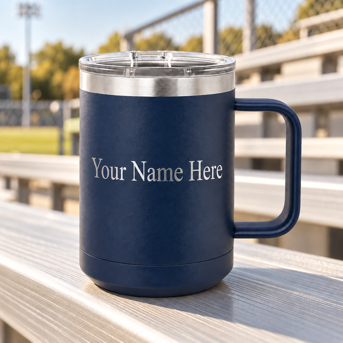 Navy school spirit mug personalized with Your Name Here
