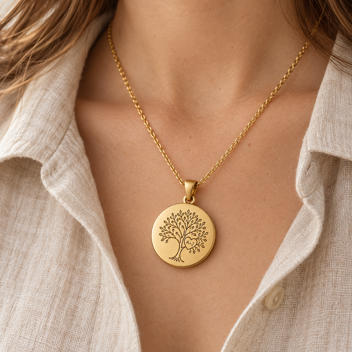 Tree of Life necklace worn lifestyle photo