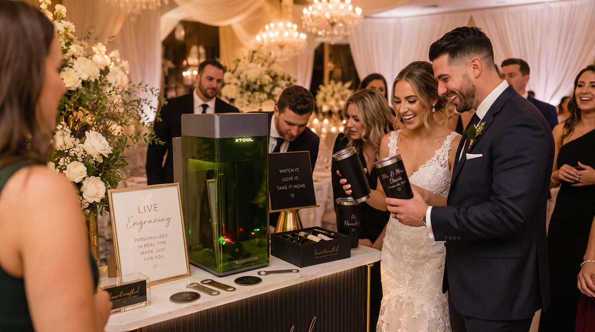 Live engraving in Houston for weddings, corporate events and brand activations