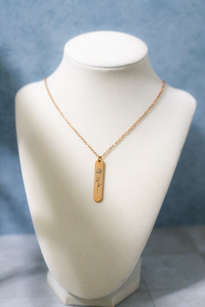 Personalized Birth Flower Pendant Necklace — product view 1