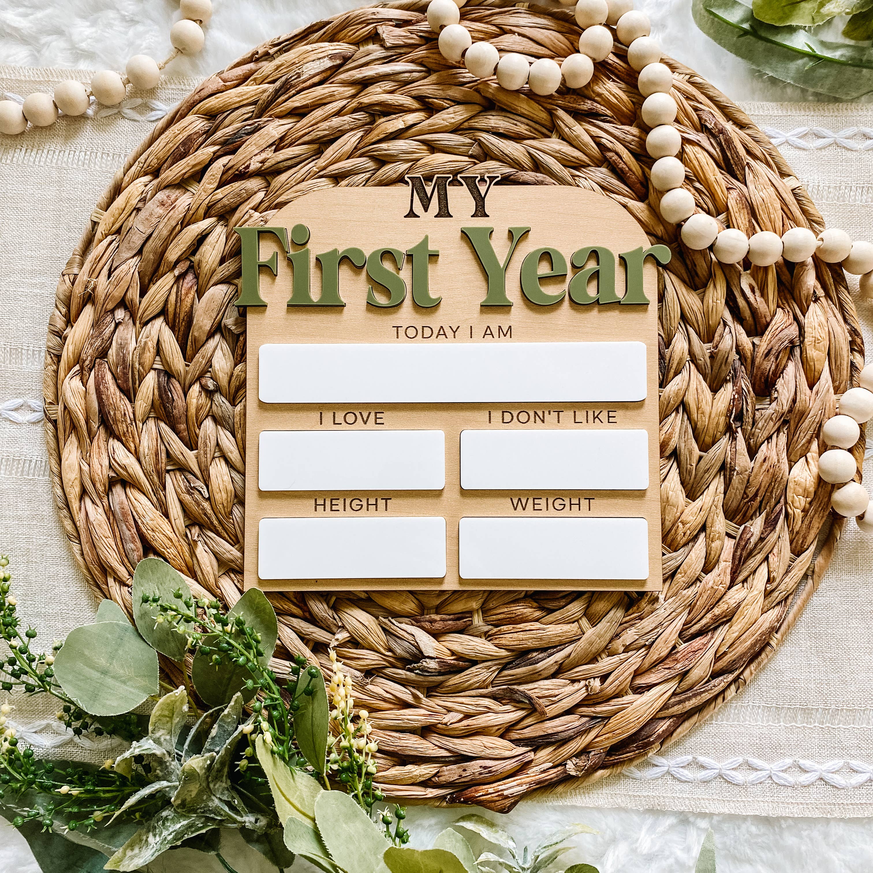 First Year Monthly Milestone Stat Board