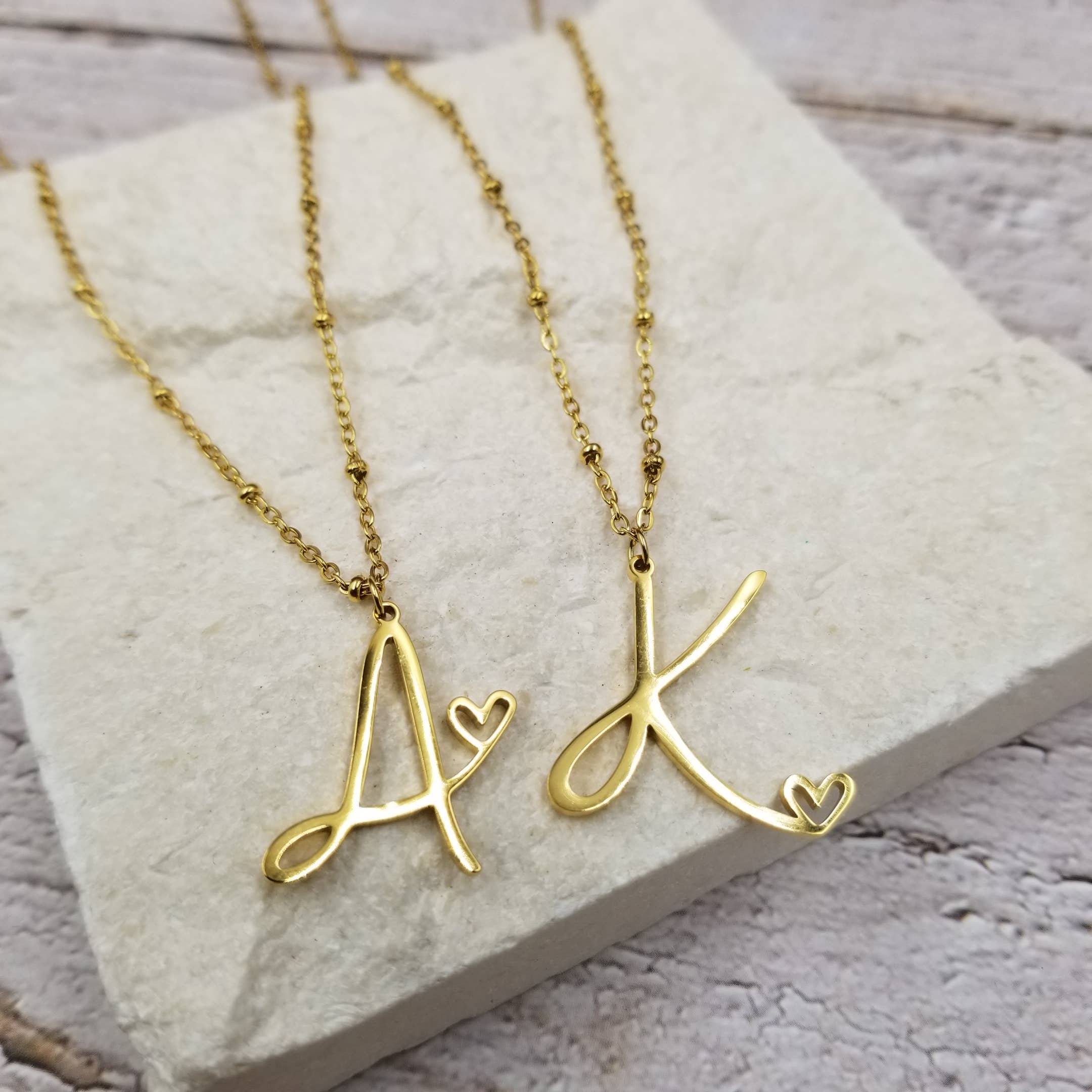 Minimalist Initial Heart Necklace