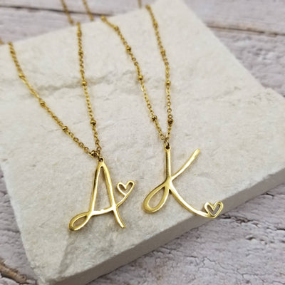 Minimalist Initial Heart Necklace