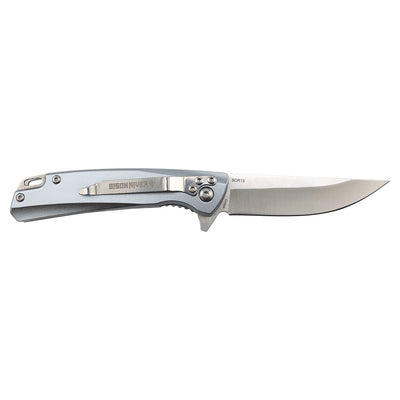 Personalized engraved pocket knife with wood handle, silver blade laser engraving example