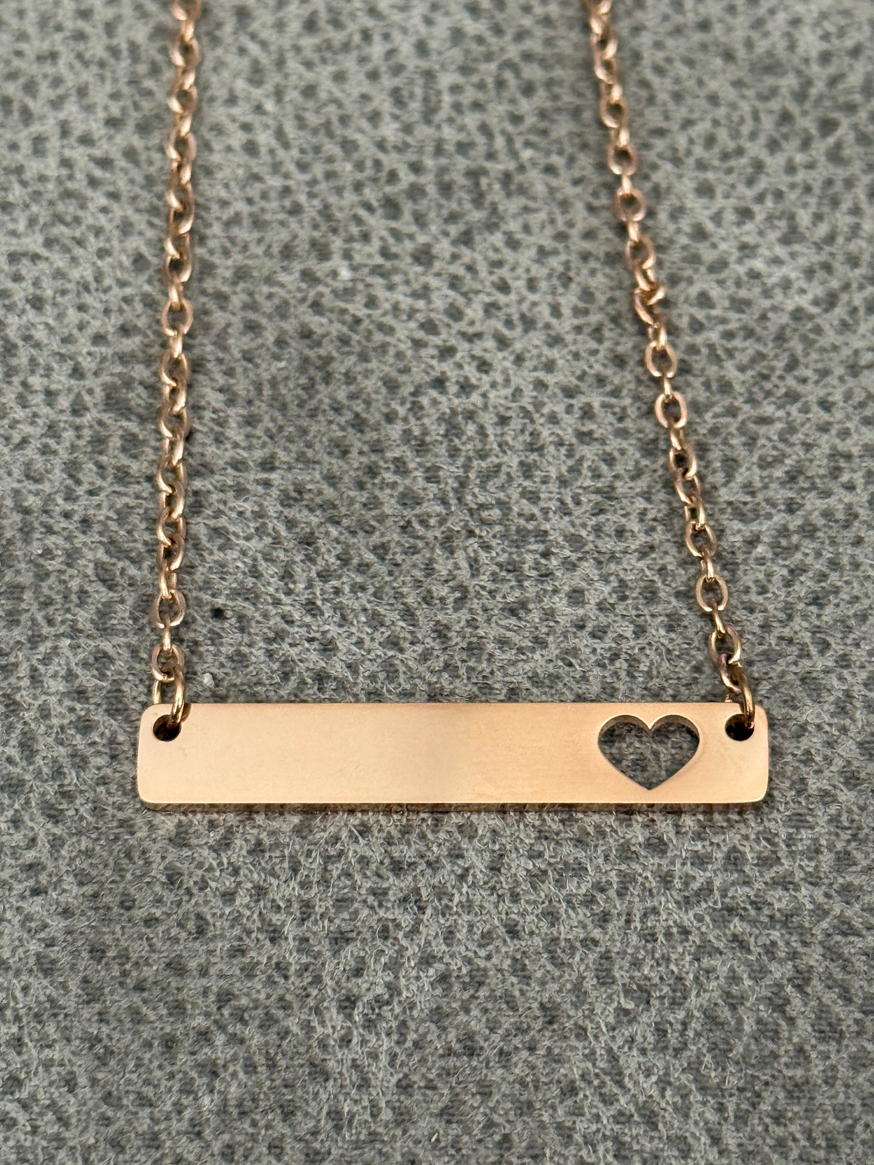 Custom Horizontal Bar Necklace (with heart cutout)