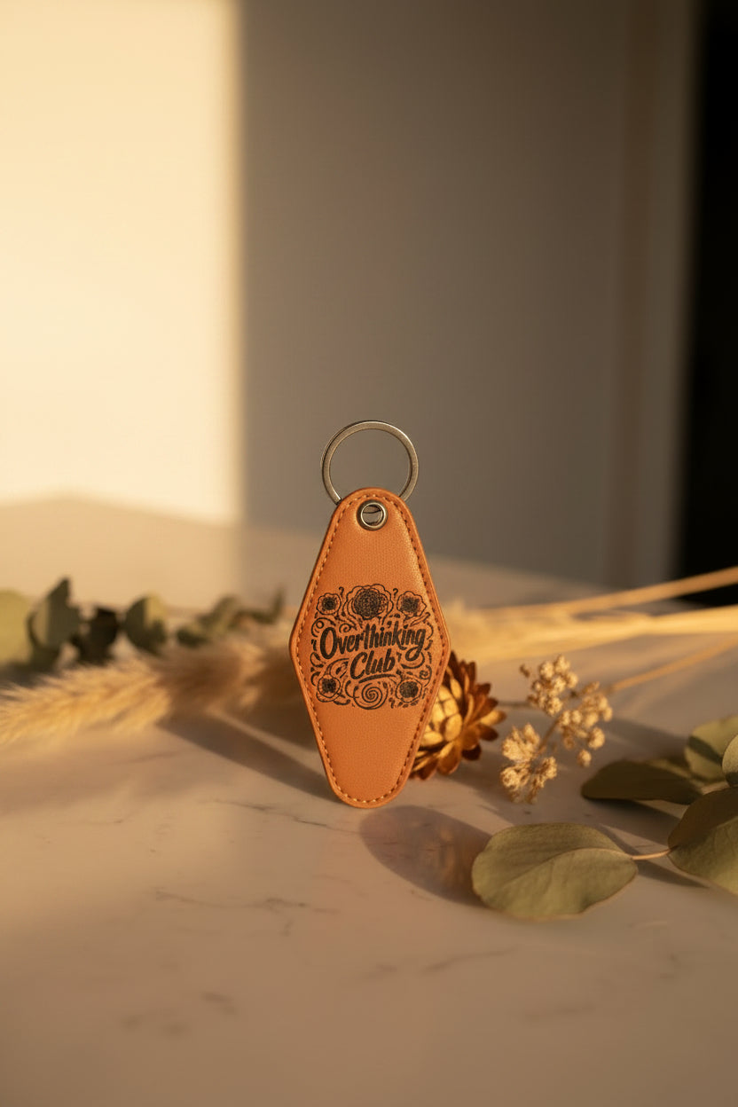 Overthinking Club Engraved Motel Keychain