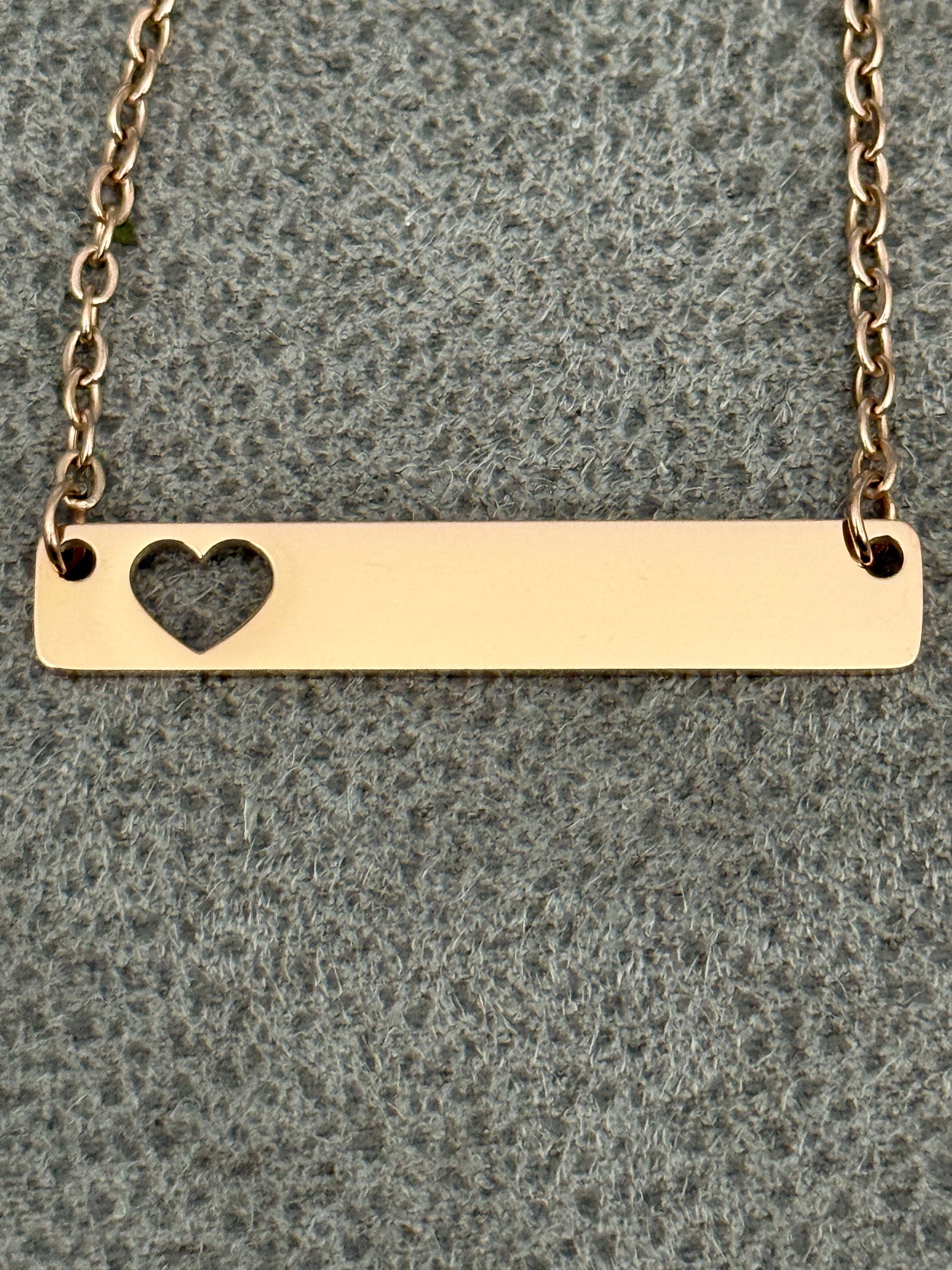 Custom Horizontal Bar Necklace (with heart cutout)