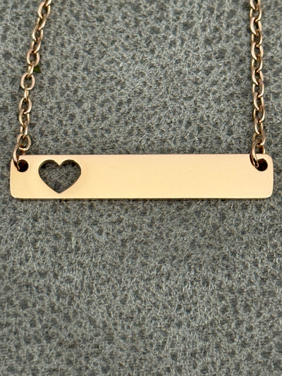 Custom Horizontal Bar Necklace (with heart cutout)