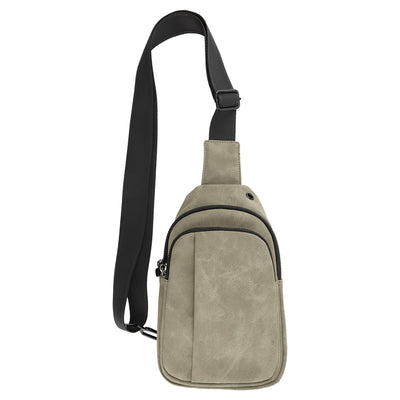 Personalized leather sling bag in olive, blank