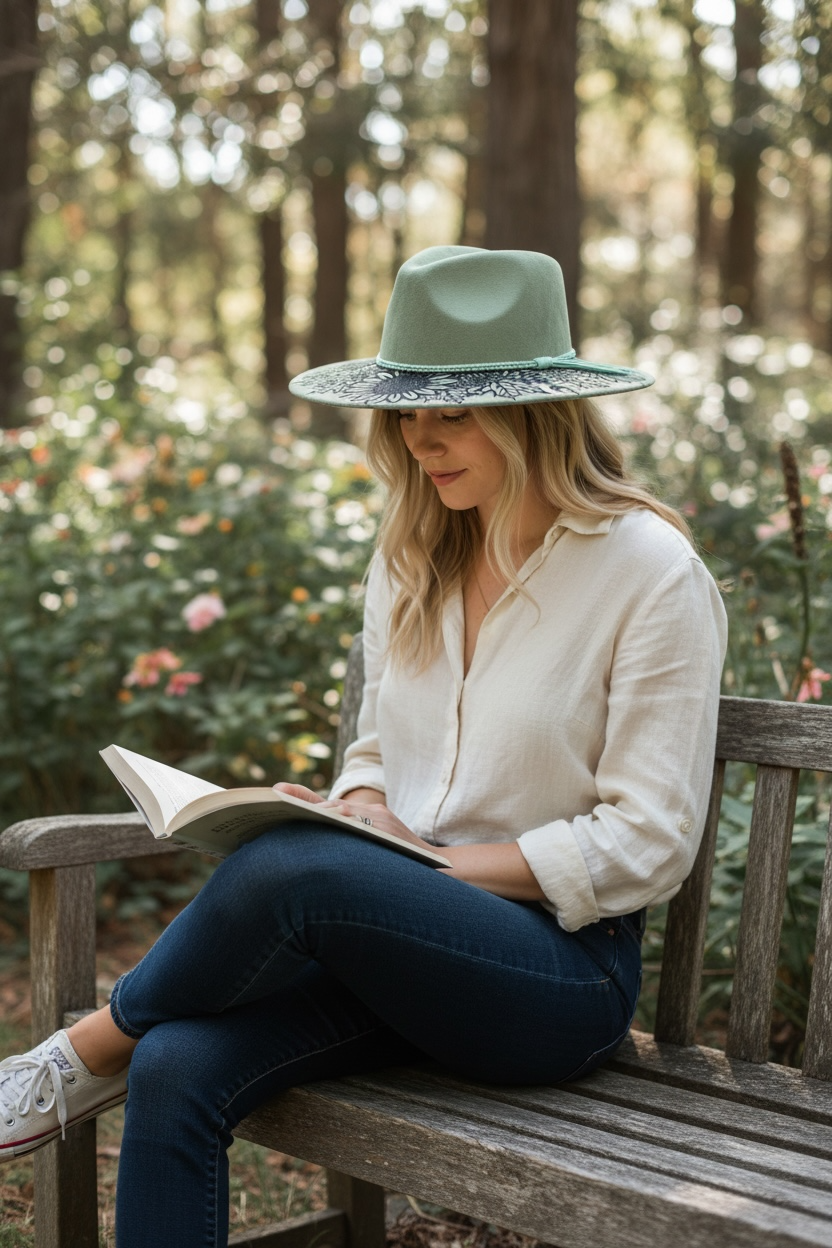 Custom Wide Brim Hat- Sunflower