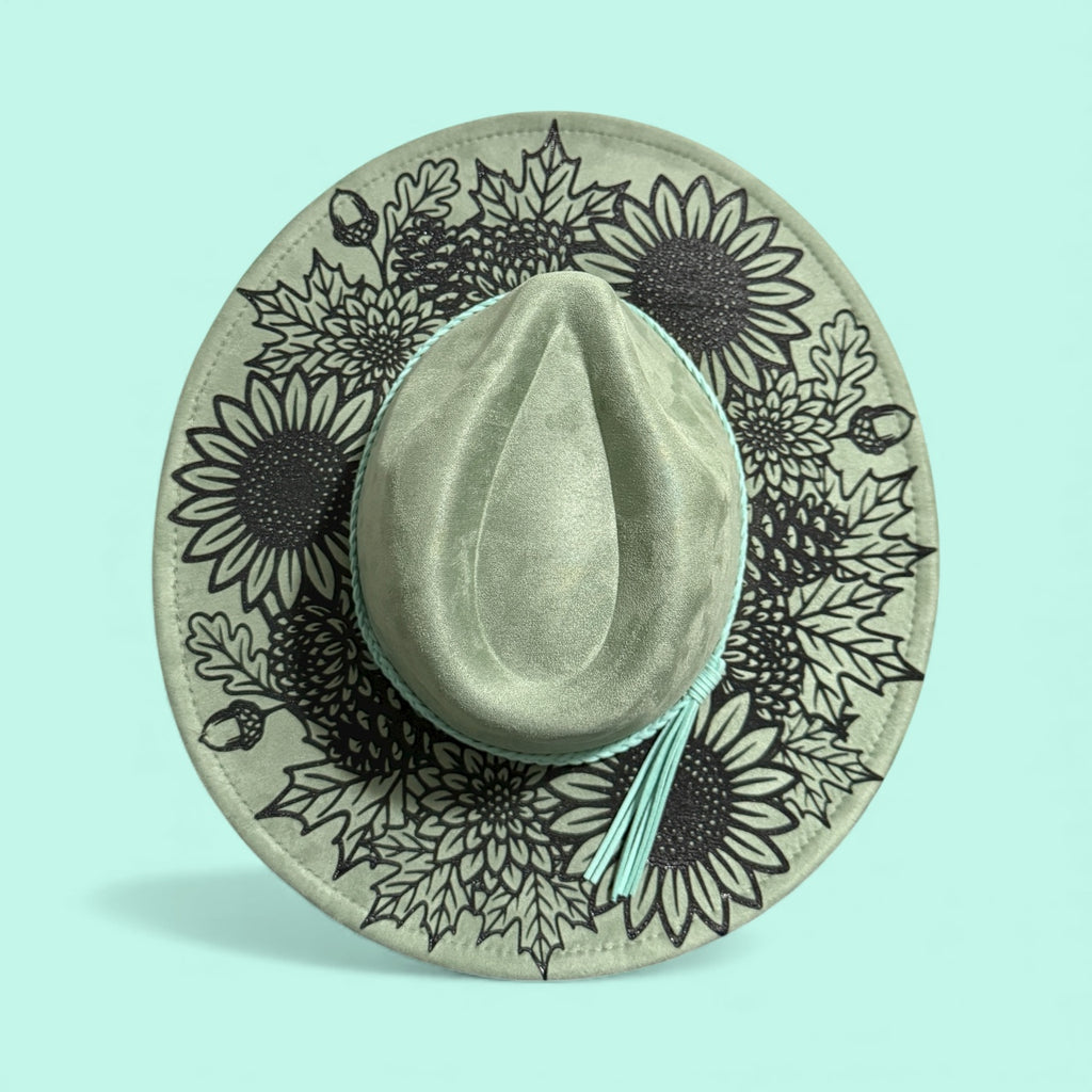 Custom Wide Brim Hat- Sunflower