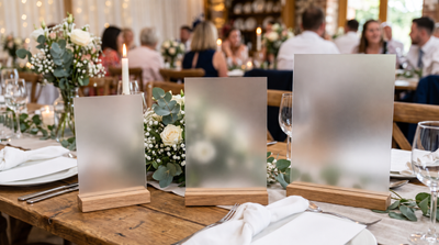 Blank acrylic table numbers ready for personalization