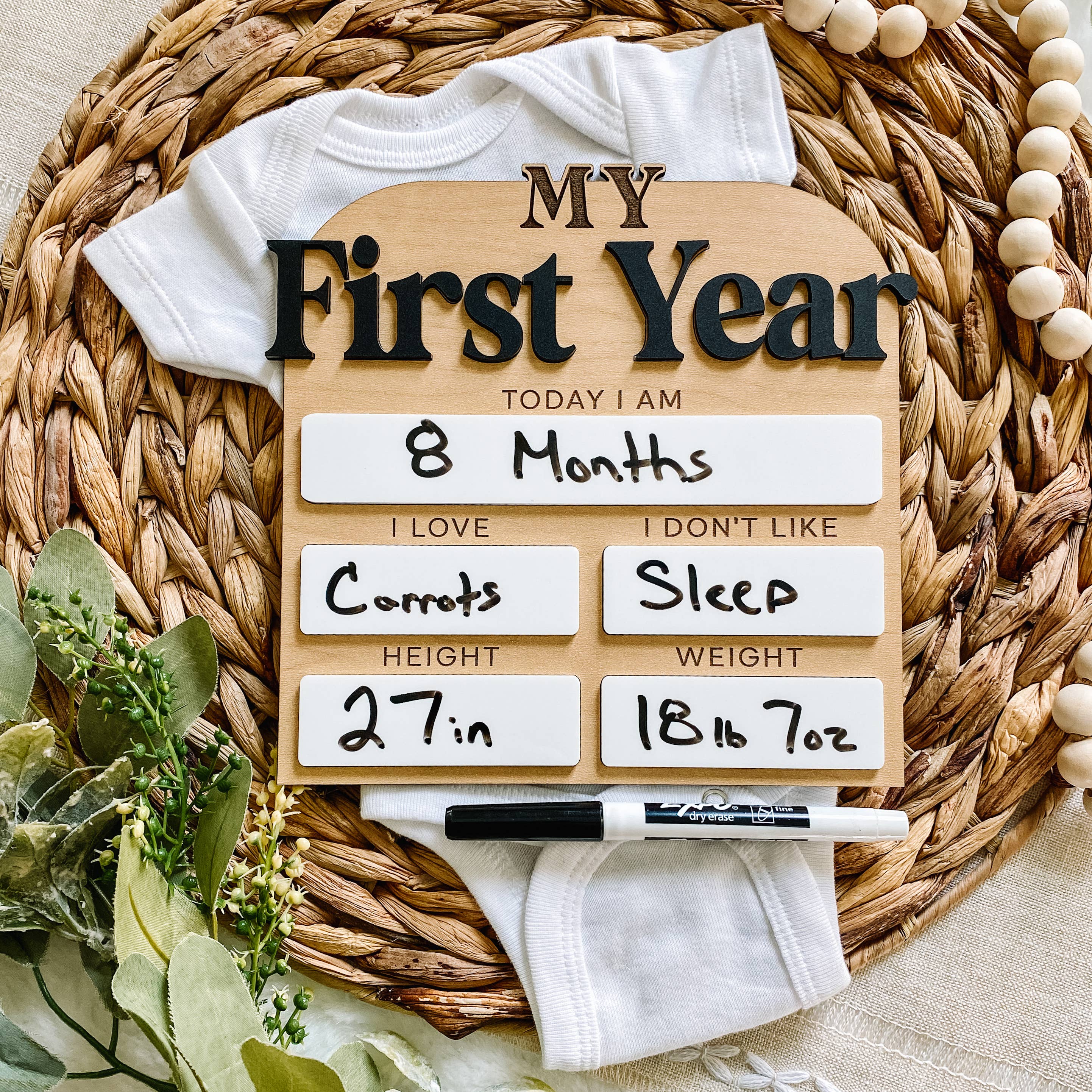 First Year Monthly Milestone Stat Board