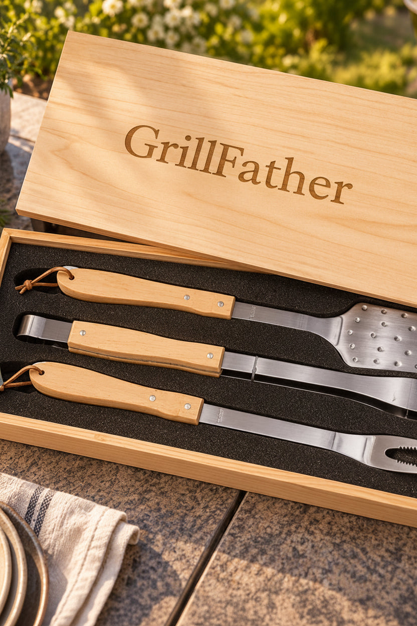 Personalized BBQ Grill Set – portrait product view