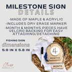 Fishing Baby Monthly Milestone Dry Erase Sign