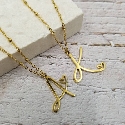 Minimalist Initial Heart Necklace