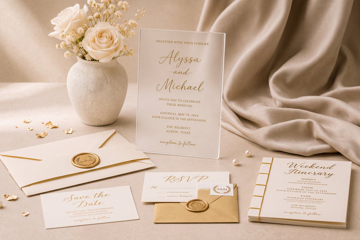 Personalized 5x7 Acrylic Wedding Invitations – close product detail