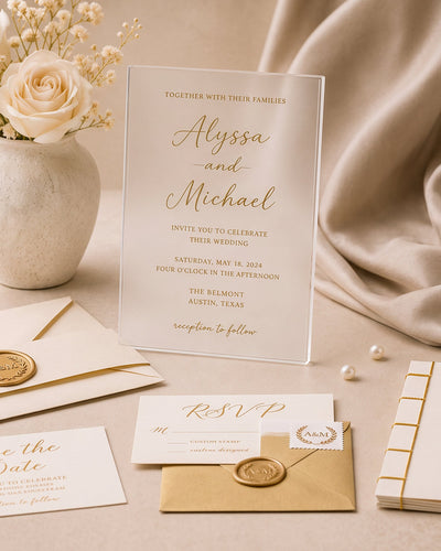 Personalized 5x7 Acrylic Wedding Invitations – portrait product view