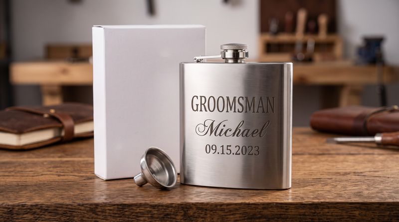 Personalized Groomsmen Flask Set