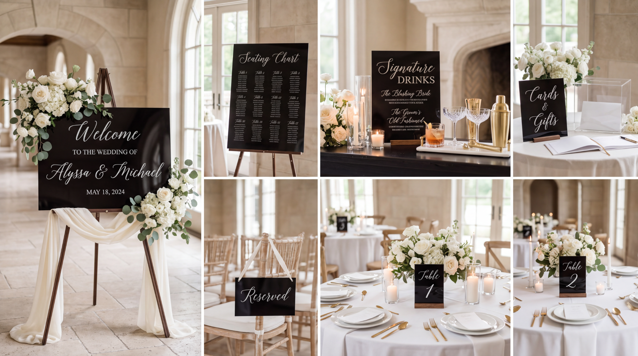 Luxury wedding signage lifestyle styling for The Essential Signage Suite