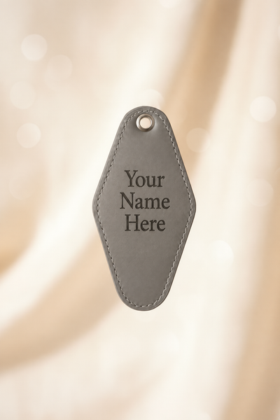Gray motel keychain personalized with Your Name Here