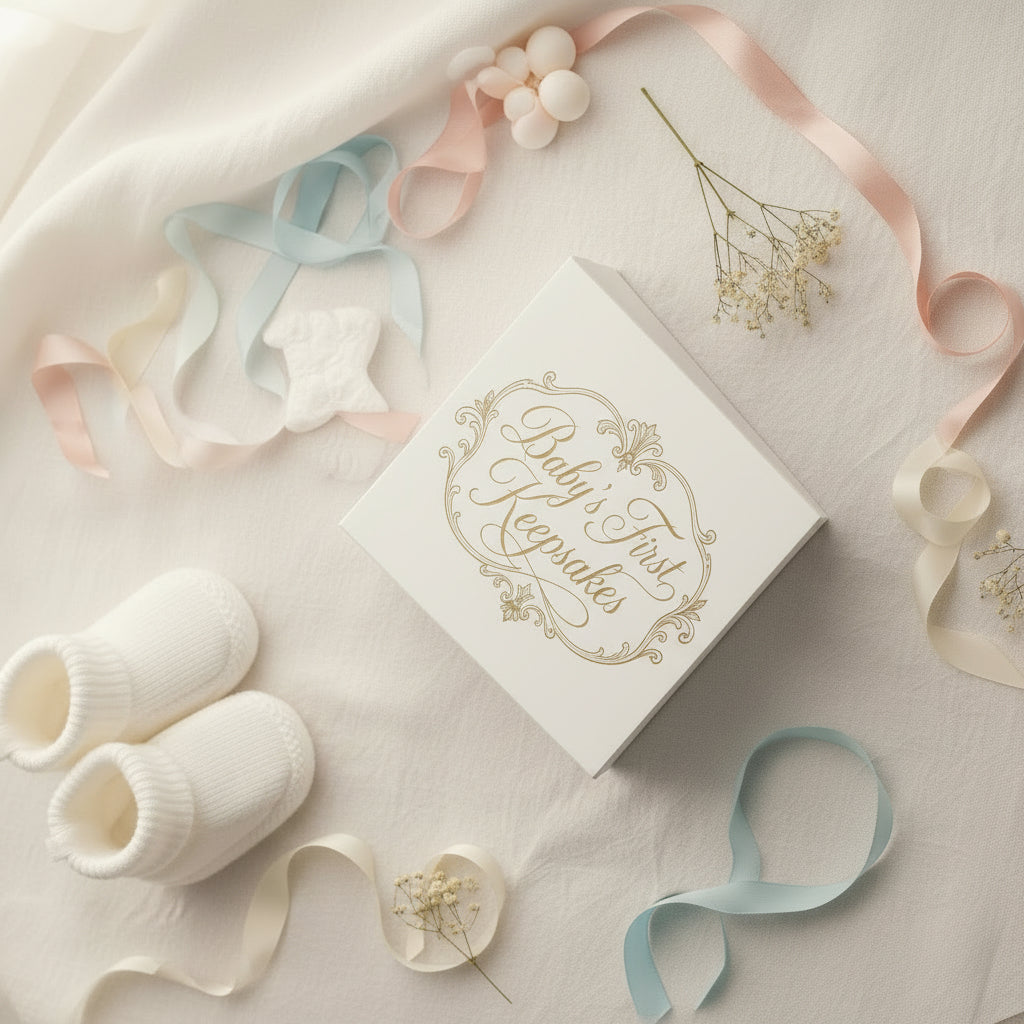 Baby's First Keepsakes engraved woodland baby memory box