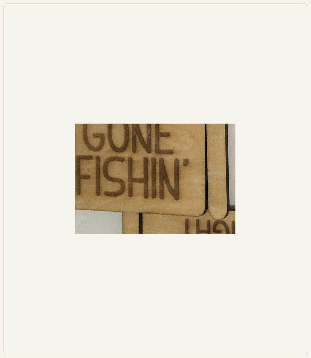 Actual wood Christmas helper prop: Gone Fishing — Christmas Helper Mini Sign