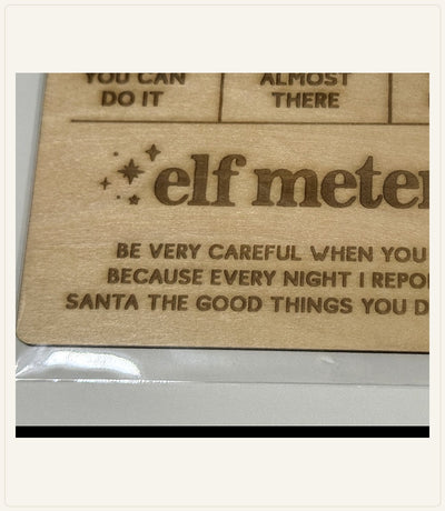 Authentic engraved wood product photograph: Christmas Helper Meter — Wooden Behavior Chart Sign