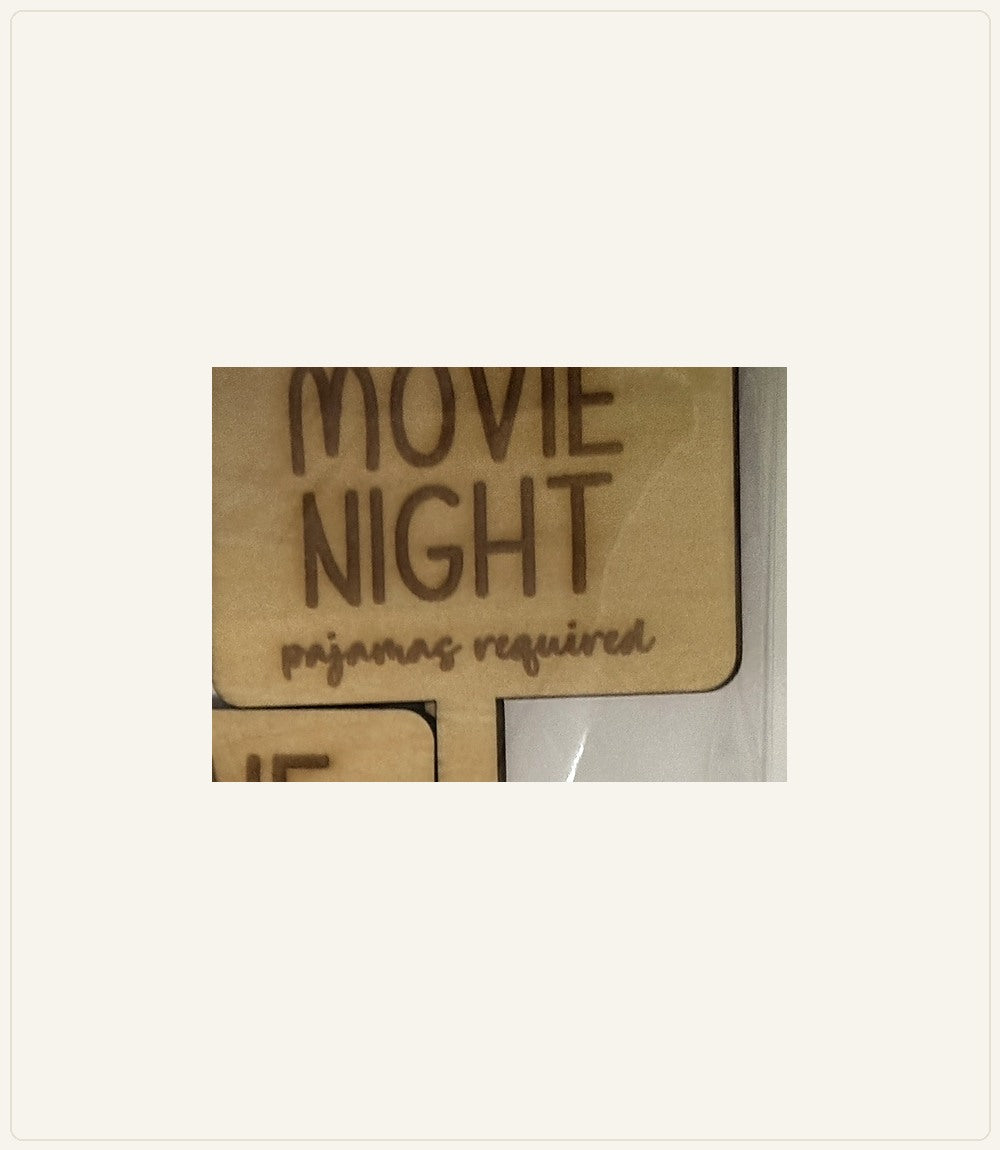 Actual wood Christmas helper prop: Movie Night — Christmas Helper Mini Sign