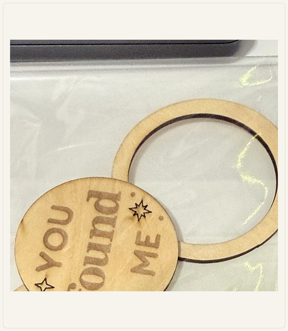 Authentic engraved wood Christmas Helper Prop: You Found Me — Christmas Helper Magnifier Prop