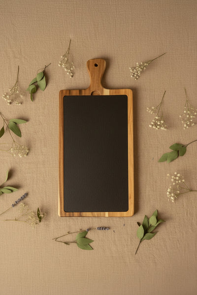 As for Me & My House Engraved Acacia Slate Serving Board – close product detail