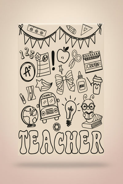 Teacher doodle engraved leatherette journal teacher gift