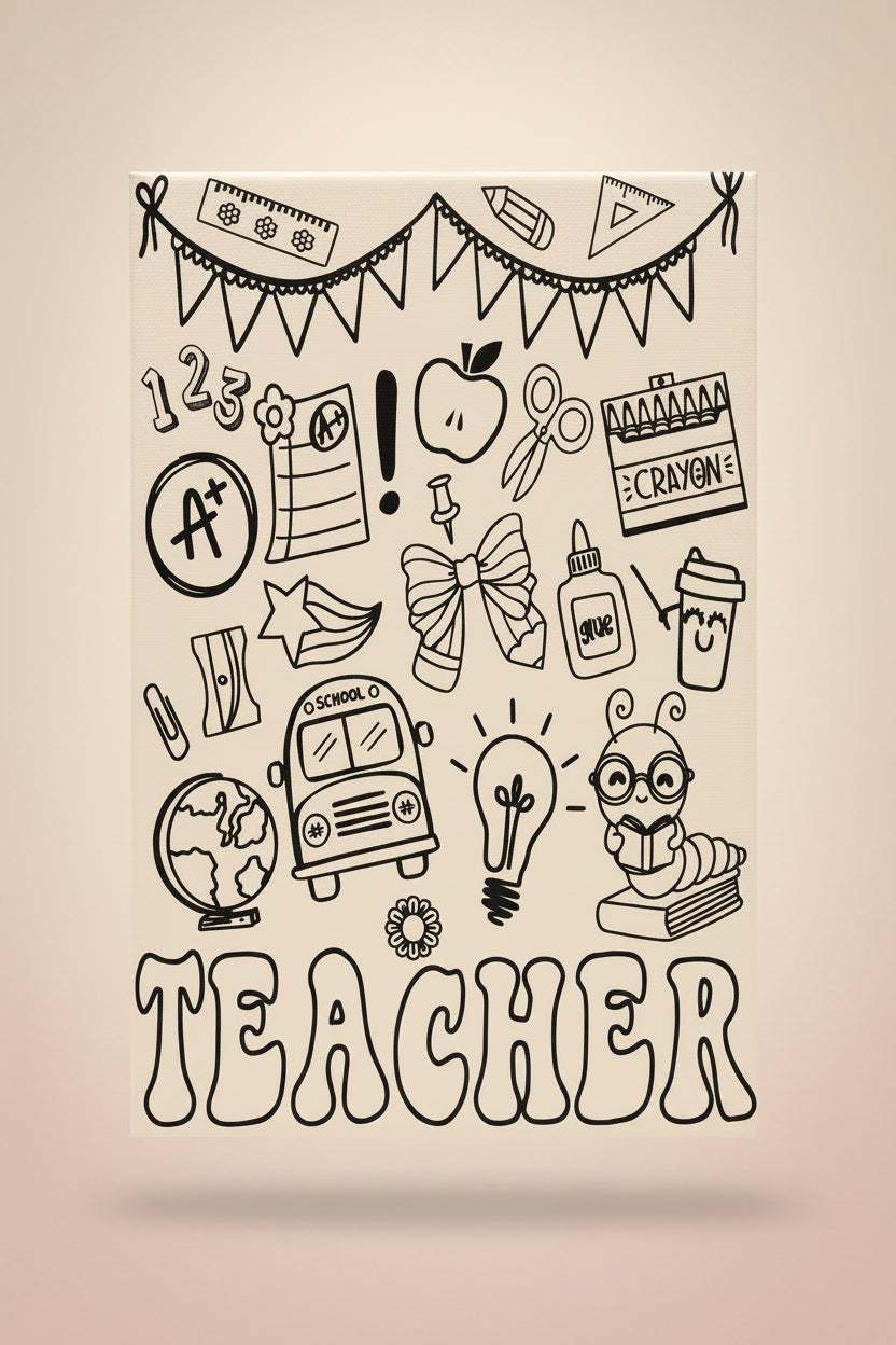 Teacher doodle engraved leatherette journal teacher gift
