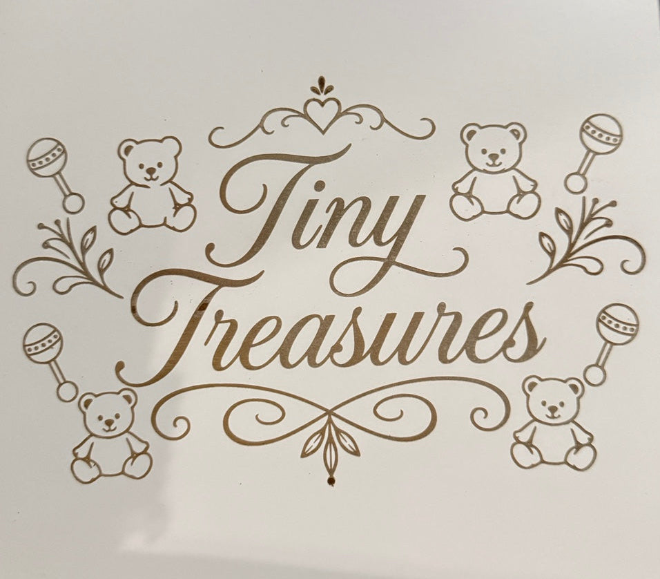 Tiny Treasures engraved baby keepsake box