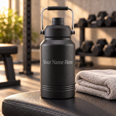 Black insulated hydro bottle personalized with Your Name Here