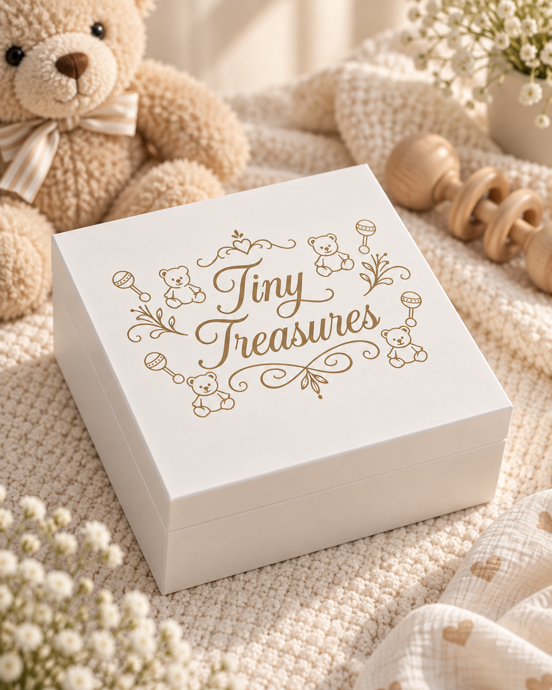 Tiny Treasures Engraved Baby Keepsake Box — product view 1