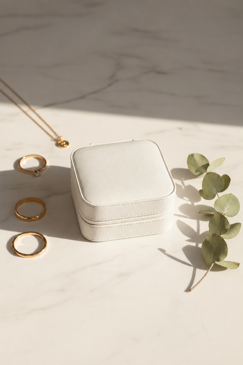 Blank white jewelry box ready for personalization