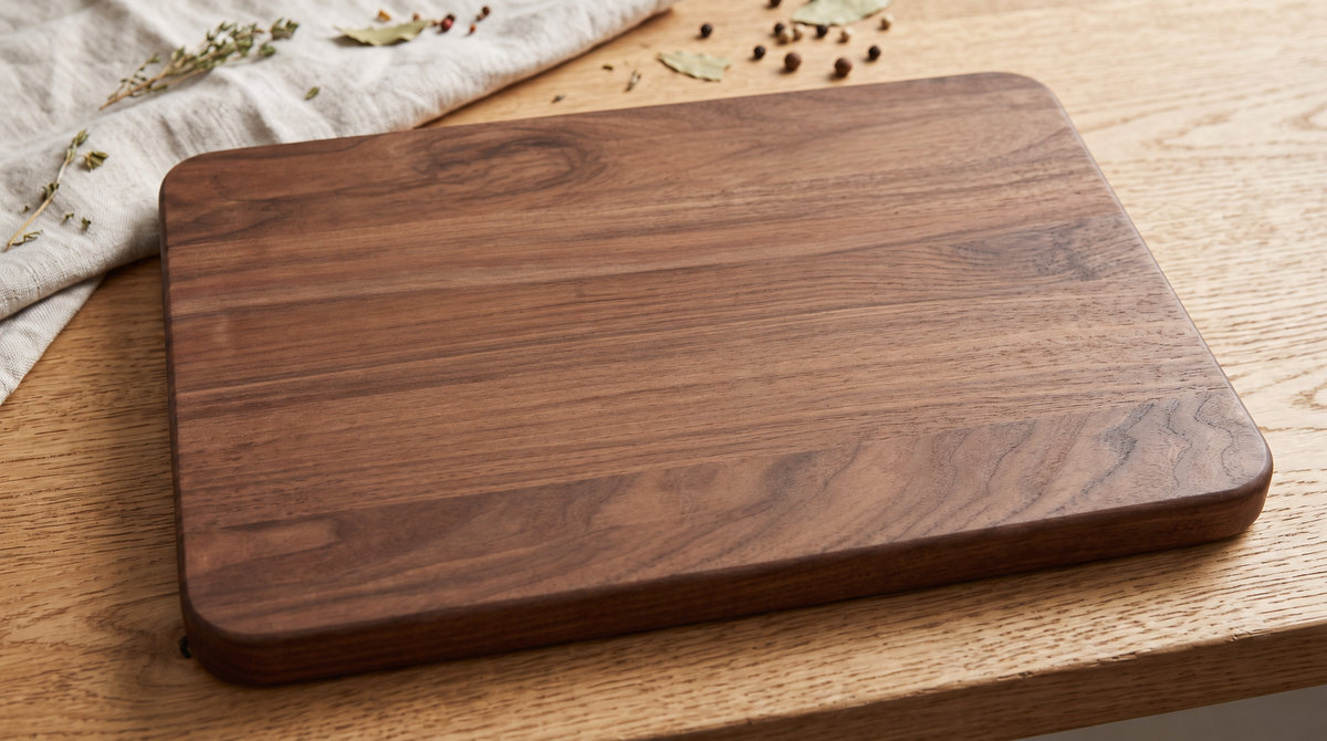 Blank wooden recipe cutting board ready for engraving