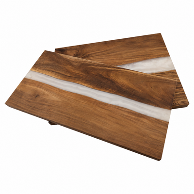 Blank resin river wood serving boards ready for engraving