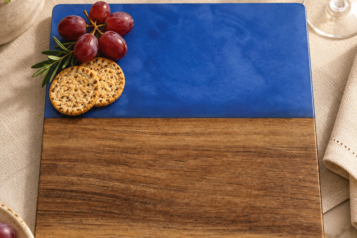 Personalized Marble & Acacia Serving Collection – close product detail
