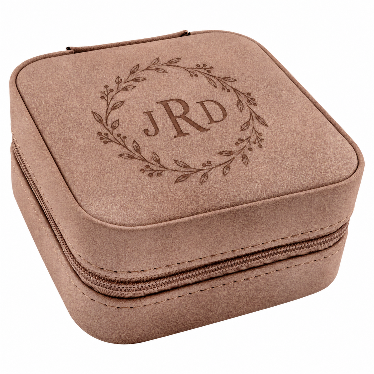 Personalized travel jewelry case with engraved monogram