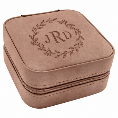 Personalized travel jewelry case with engraved monogram